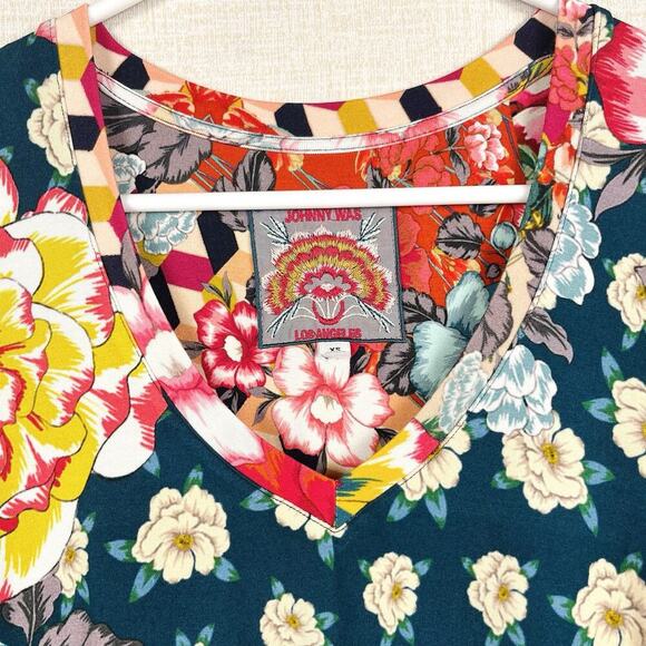Johnny Was XS Nellie Patchwork Multicolor Short Sleeve Favorite T-Shirt Top - Picture 4 of 6